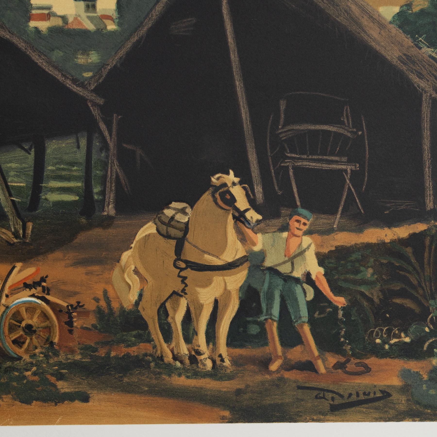 André Derain Gerahmte Farblithografie 'Les Deux Hangars', um 1970 (Papier) im Angebot
