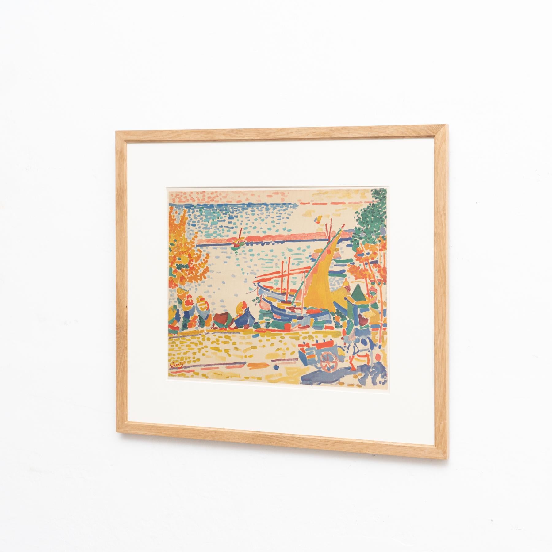 Moderne Lithographie encadrée Paysage l'Estaque d'Andr Derain, couleur, vers 1972 en vente