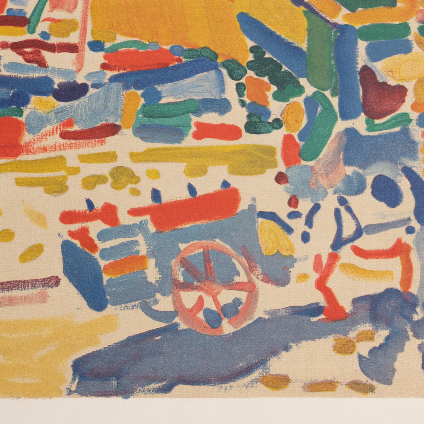Lithographie encadrée Paysage l'Estaque d'Andr Derain, couleur, vers 1972 Bon état - En vente à Barcelona, Barcelona