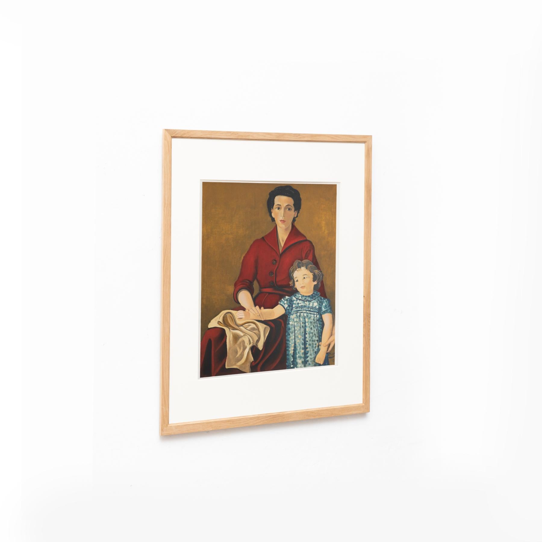 Modern André Derain Framed 'Portrait de Denise et Claire' Color Lithography, circa 1970 For Sale