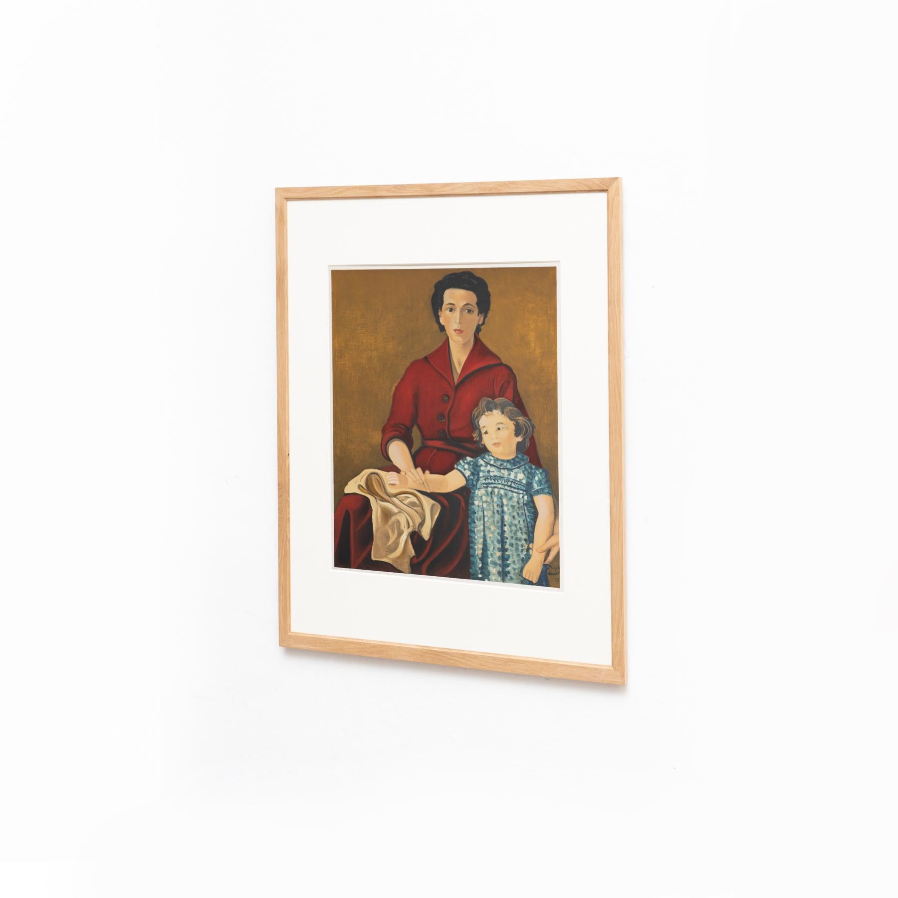 French André Derain Framed 'Portrait de Denise et Claire' Color Lithography, circa 1970 For Sale