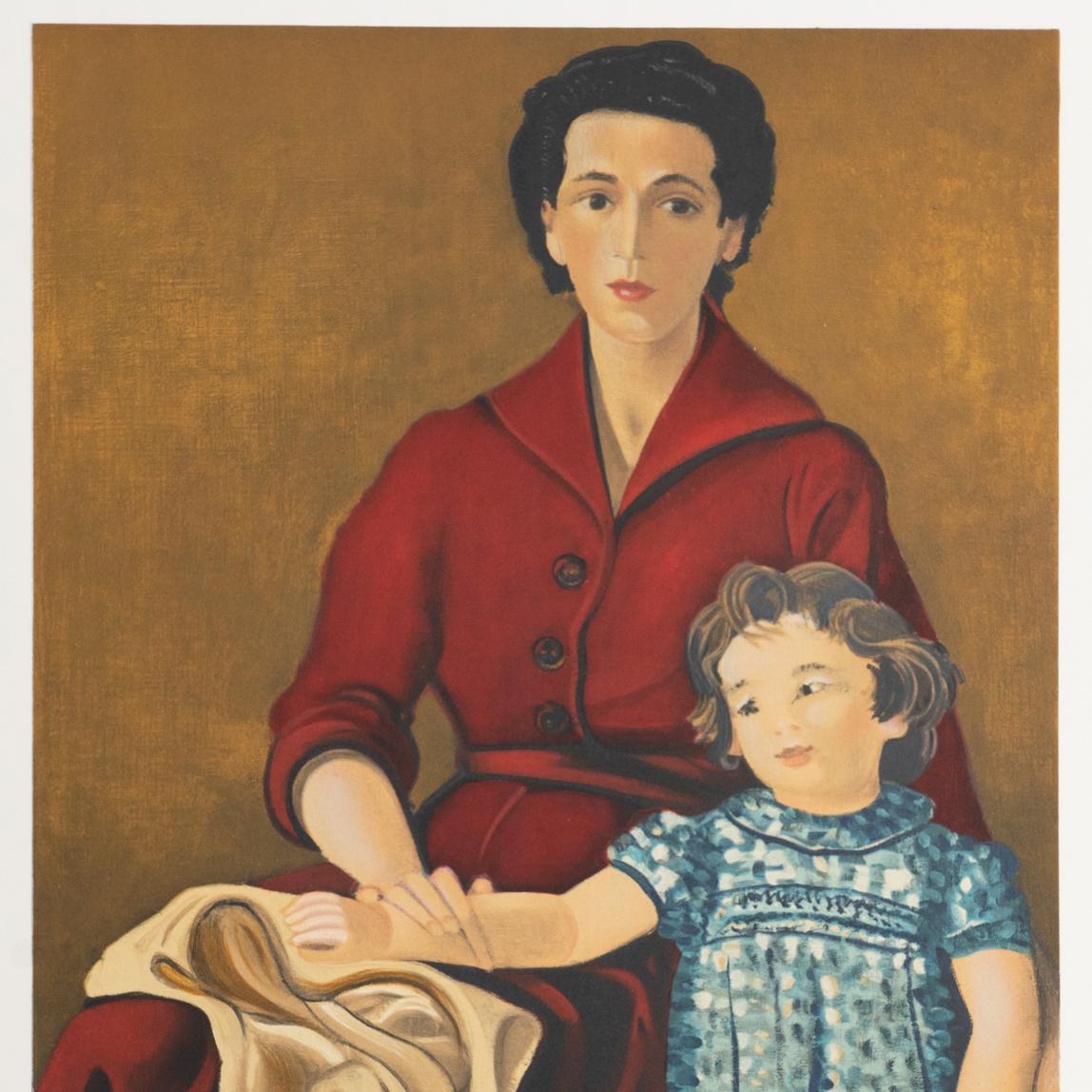 Gerahmtes „Portrait de Denise et Claire“ von Andr Derain, Farblithografie, um 1970 im Zustand „Gut“ im Angebot in Barcelona, Barcelona