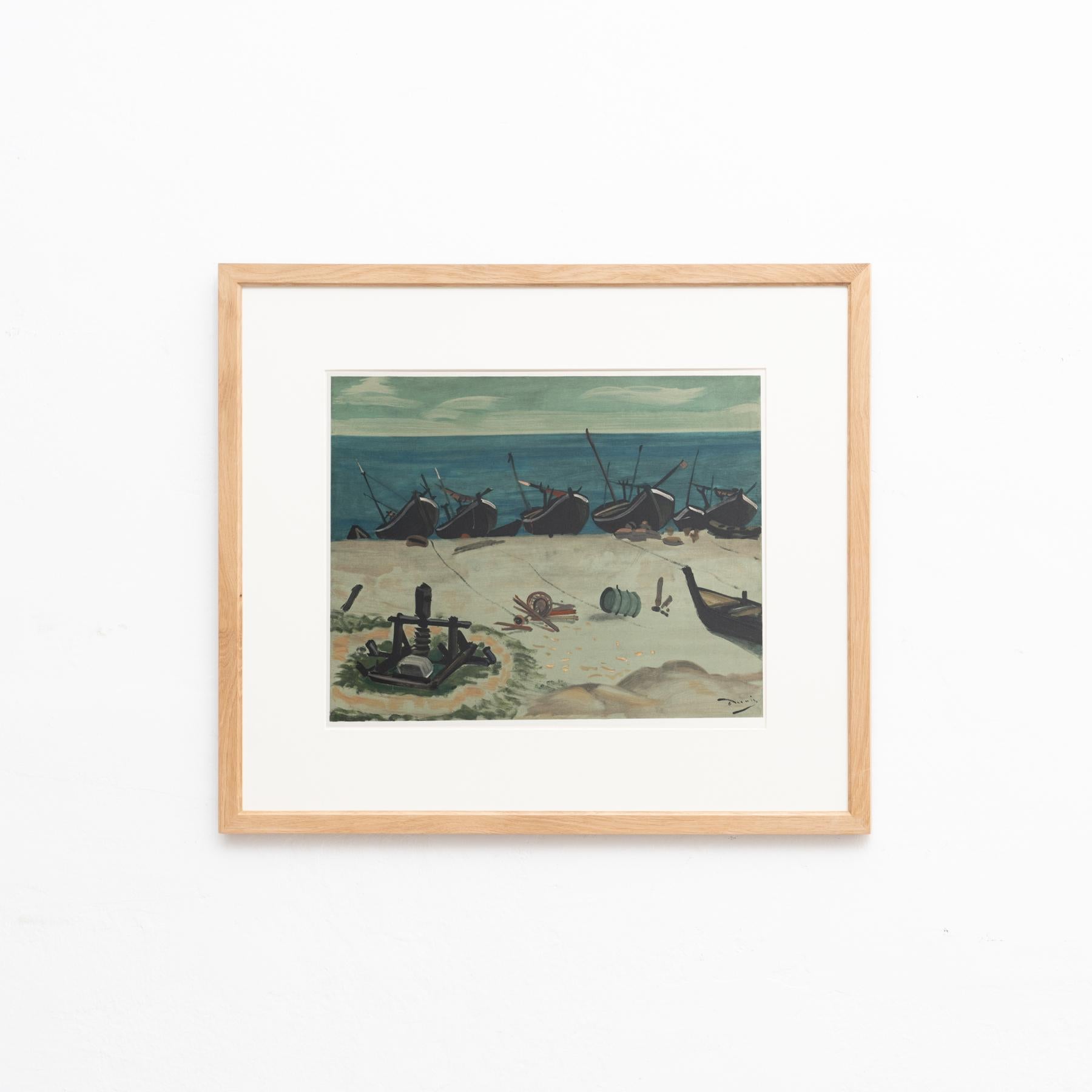 Original 'The small harbour' color lithograph by André Derain.

Lithograph printed from an original painting made by the author in France, circa 1951.

Published by Mourlot in Collection Pierre Levy in 1970, Paris. 

Framed and signed in the