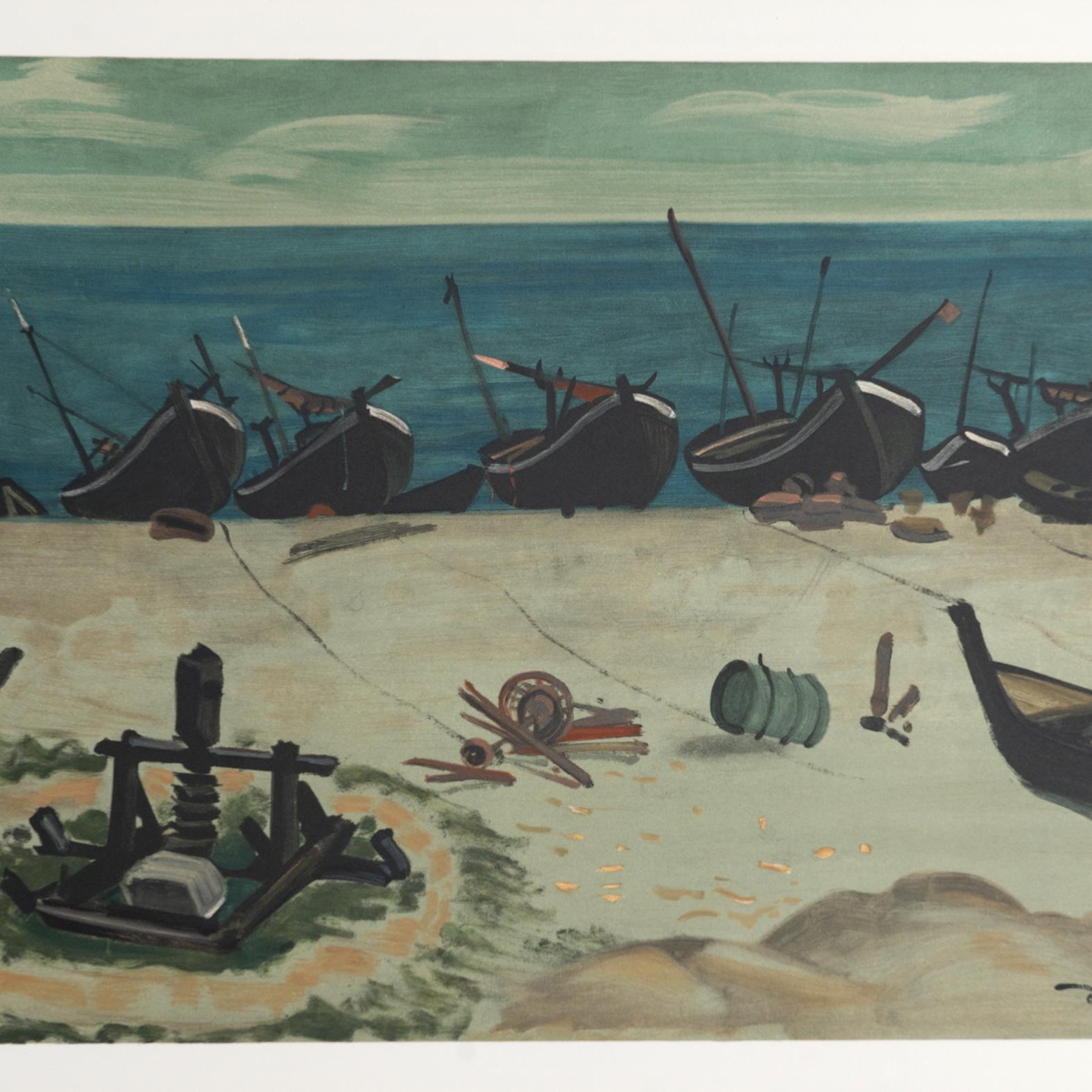 André Derain Framed 'The Small Harbour' Color Lithography, circa 1970 In Good Condition For Sale In Barcelona, Barcelona