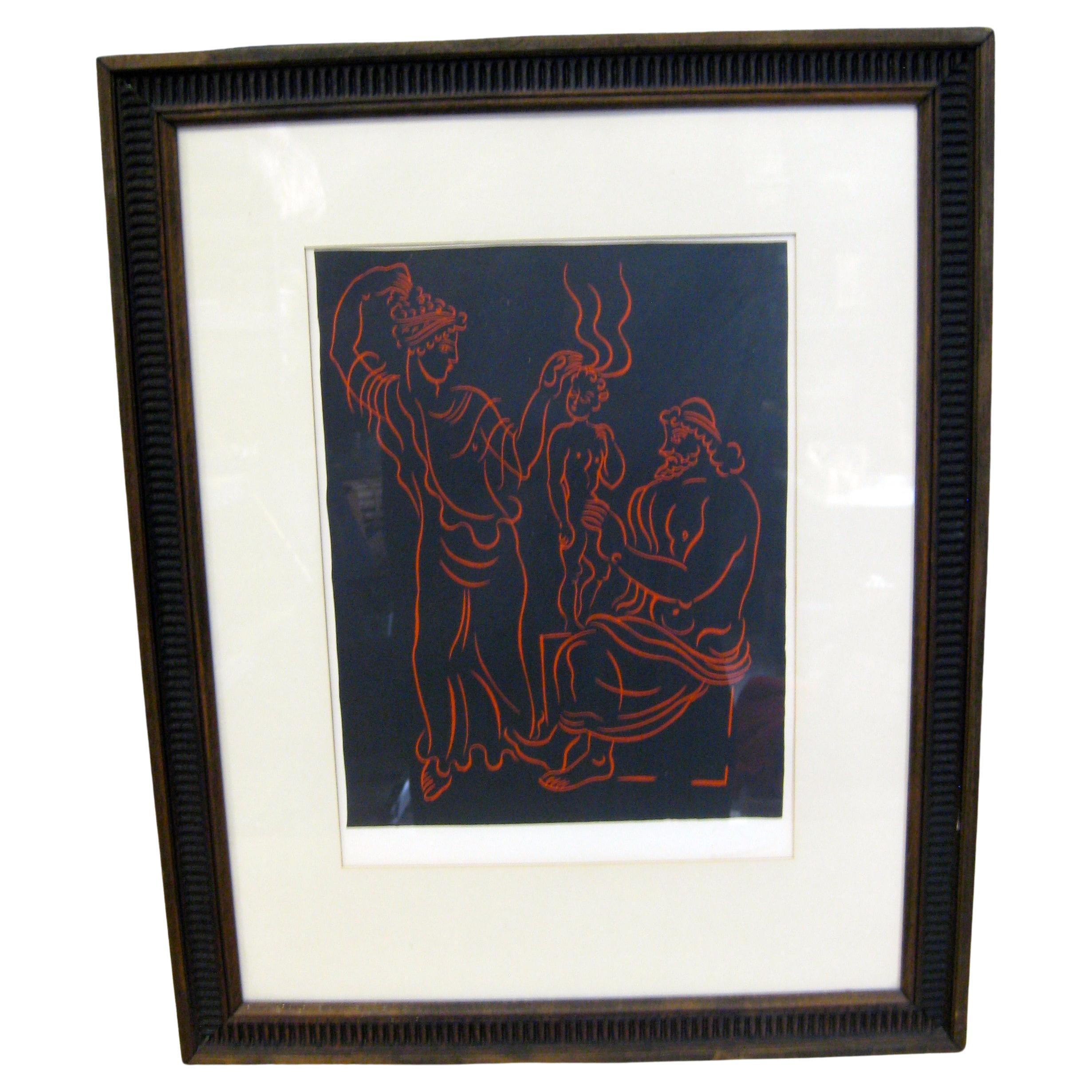 Andre Derain "L'enfant" Original Lithograph Print Framed French Artist For Sale