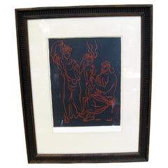 Retro Andre Derain "L'enfant" Original Lithograph Print Framed French Artist