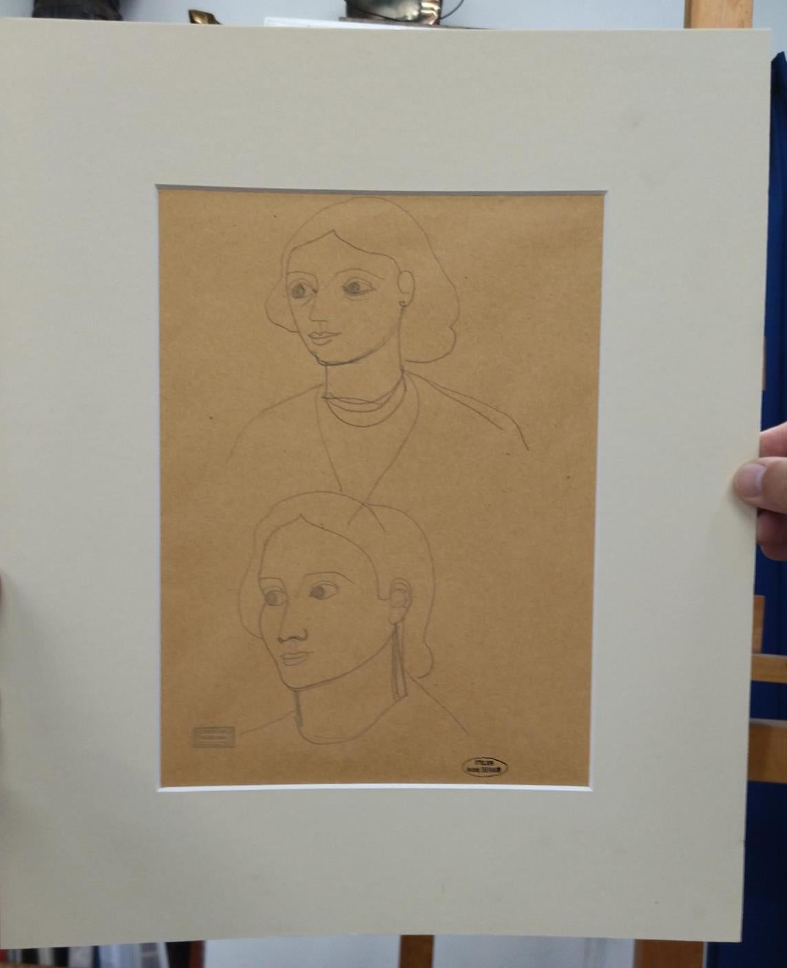 Andre Derain 94 Sketch of Faces, dessin original au crayon en vente 6