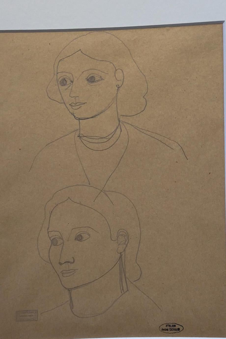 Andre Derain 94 Sketch of Faces, dessin original au crayon en vente 8