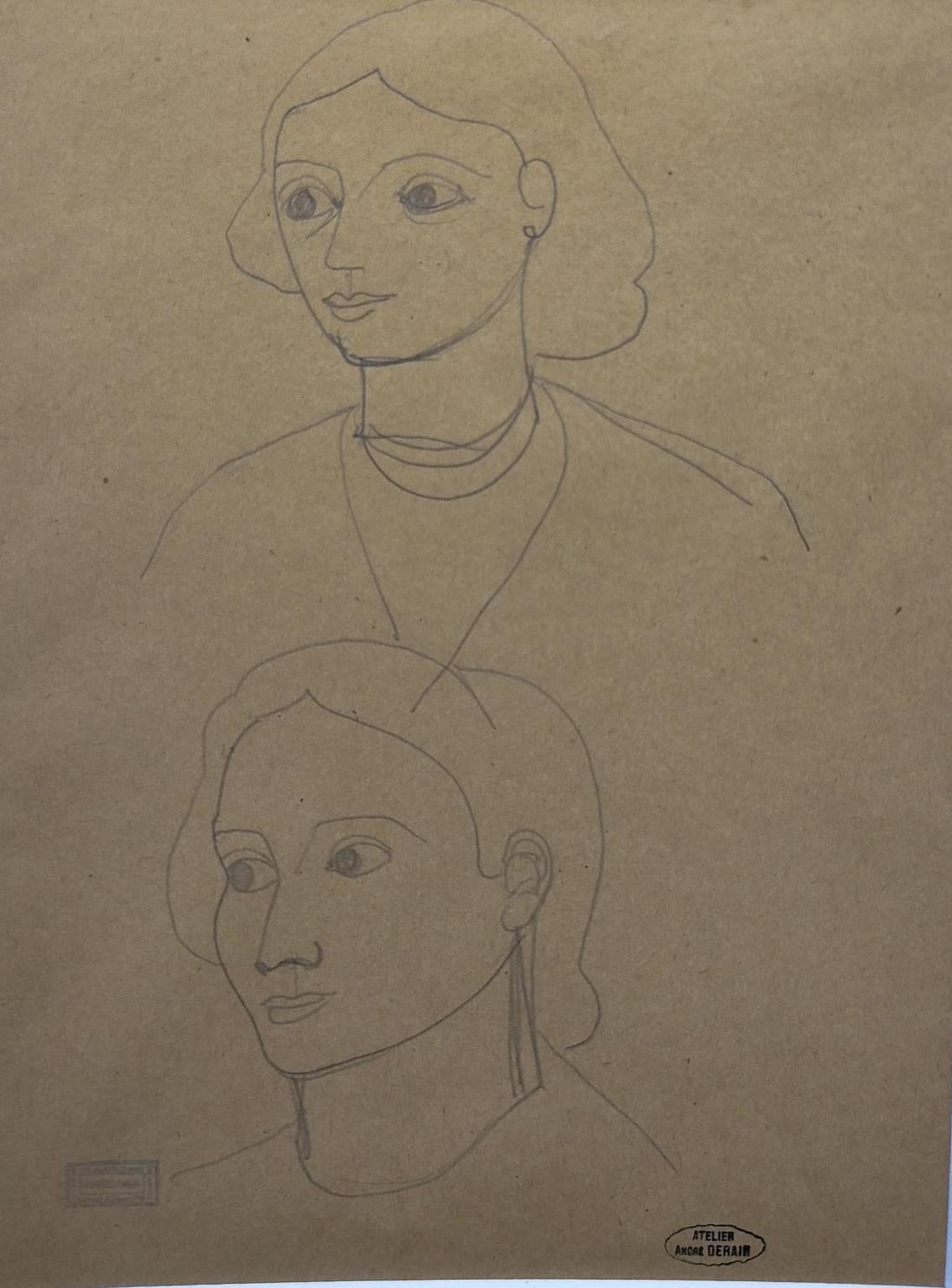 Andre Derain 94 Sketch of Faces, dessin original au crayon en vente 5