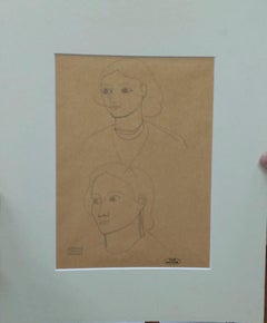 Antique Andre Derain 94 Sketch of Faces. original pencil drawing painting