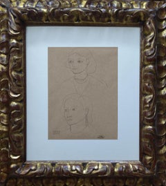 Andre Derain 94 Sketch of Faces, dessin original au crayon