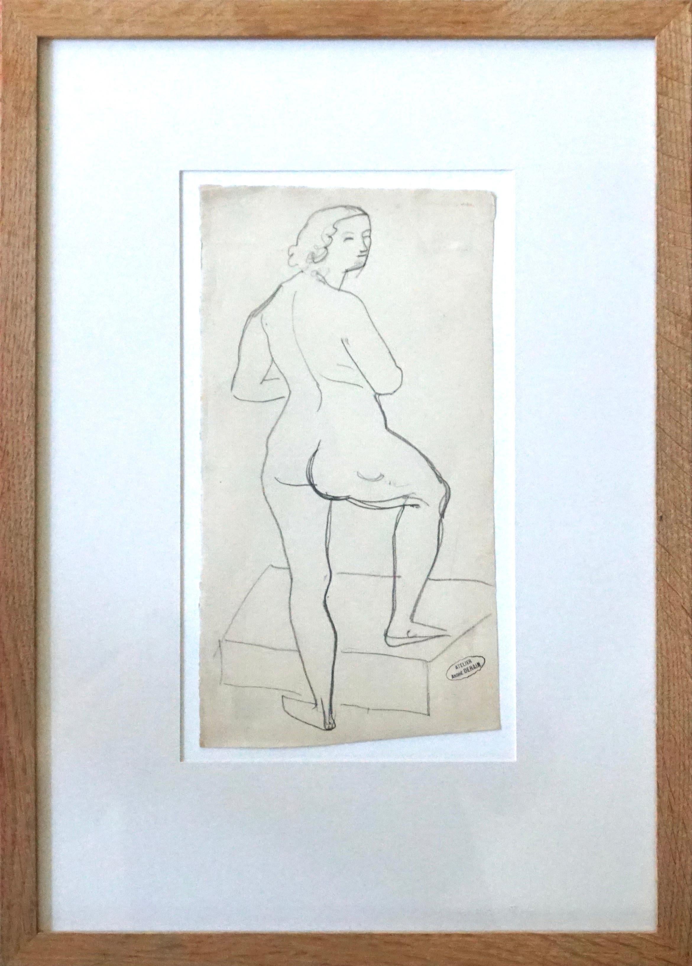 Andre Derain Female Nude Pencil Drawing - Painting by André Derain