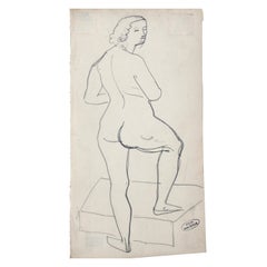 Vintage Andre Derain Female Nude Pencil Drawing