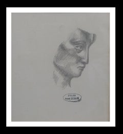 Derain  visage de profil. dessin original au crayon peinture