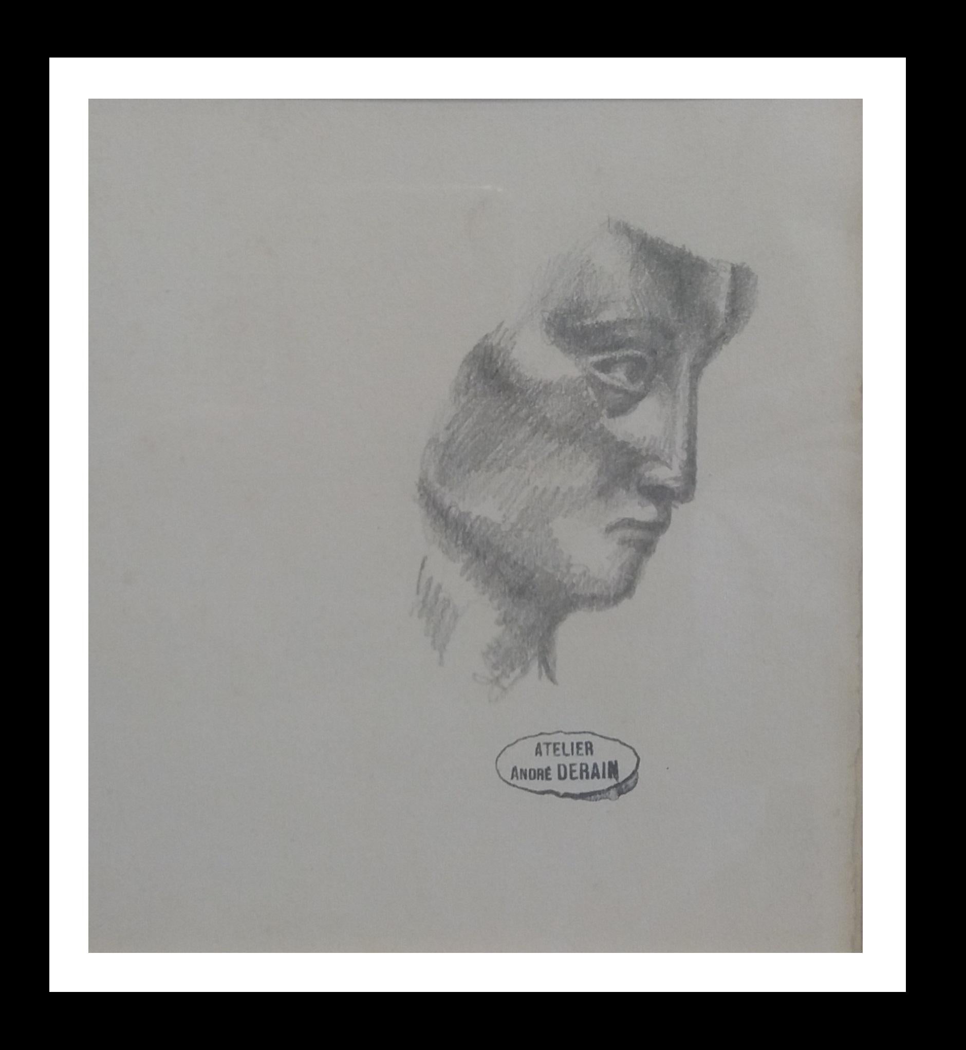 André Derain Figurative Painting - Derain  profile face. original pencil drawing painting