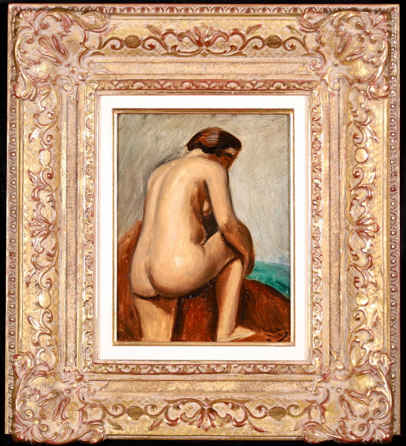 Nu - French Fauvist Oil, Nude Figure in Interior by Andre Derain - Painting by André Derain