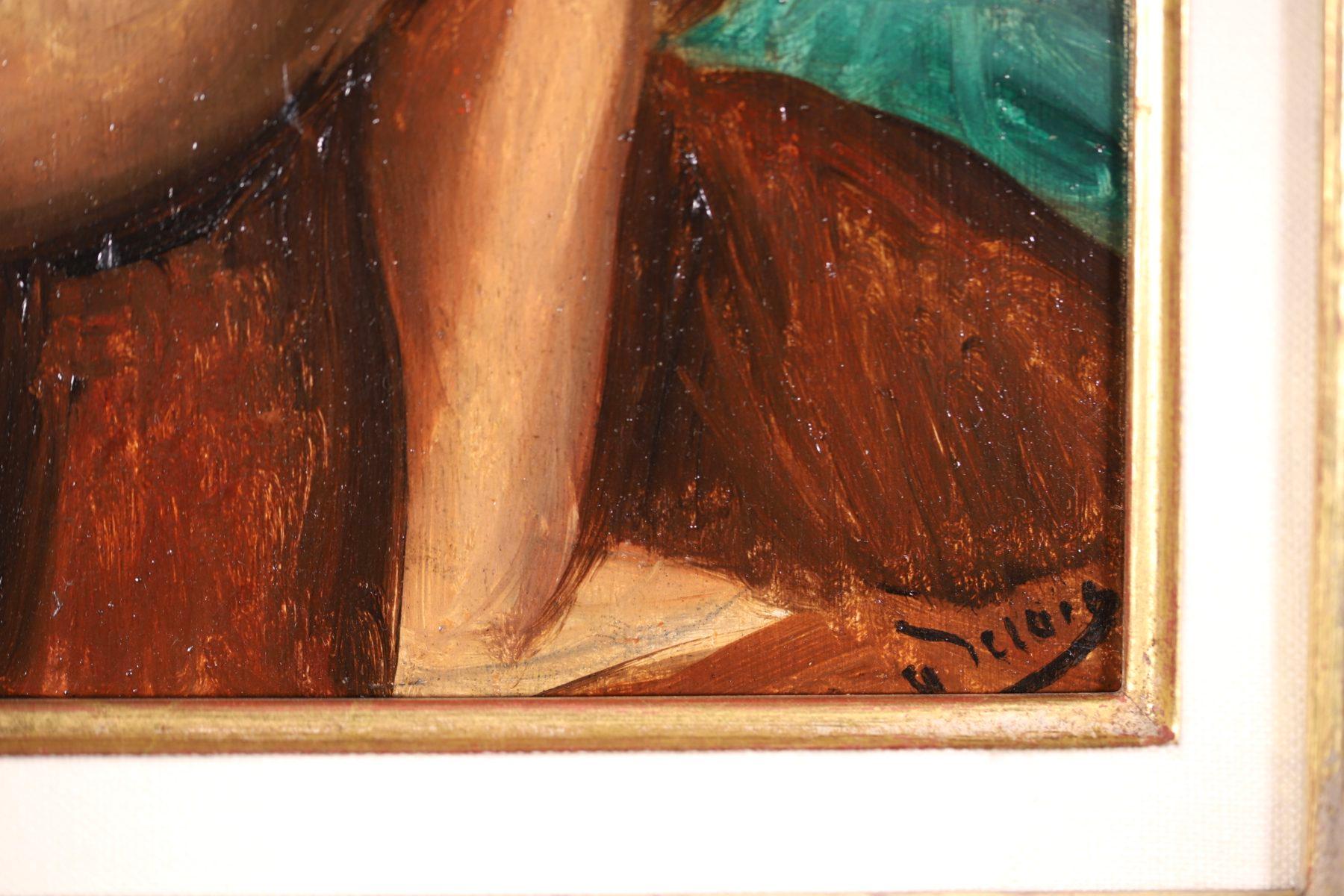 Une magnifique huile sur panneau réalisée vers 1924-1925 par le peintre fauviste français André Derain. Cette œuvre magnifiquement brossée représente une femme nue détournée du peintre, appuyée sur sa jambe droite. 

Signature :
Signé en bas à