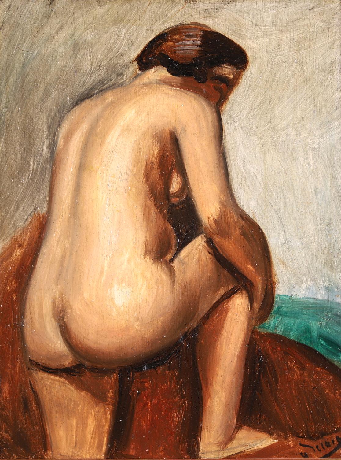 André Derain Nude Painting - Nu - French Fauvist Oil, Nude Figure in Interior by Andre Derain