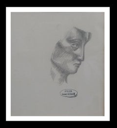  profile face. original pencil drawing painting