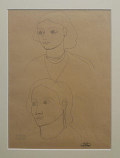  Derain  Sketch of Faces. original pencil drawing painting
