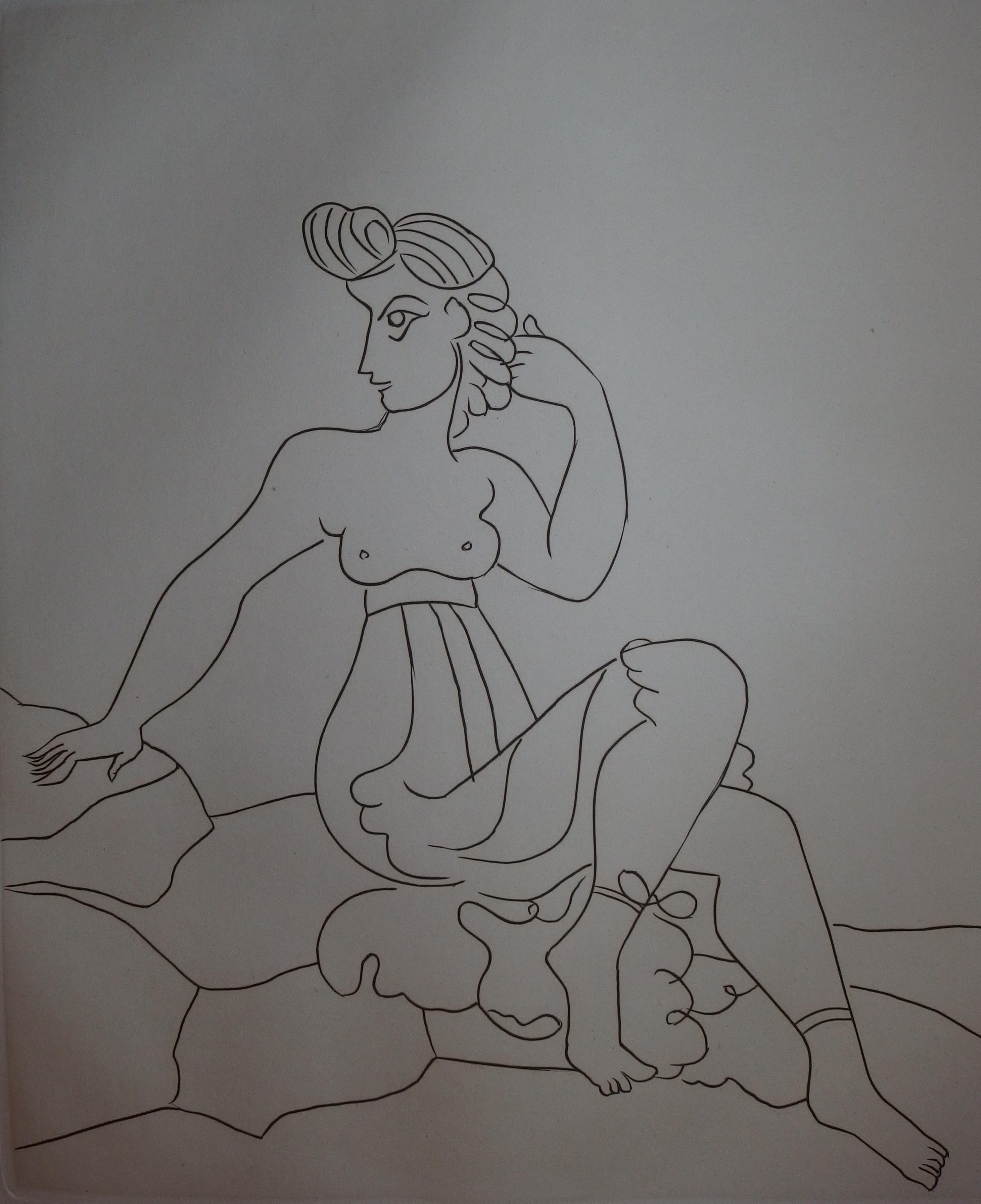 Una mujer hermosa y orgullosa - Grabado original - 1951 - Print Moderno de André Derain