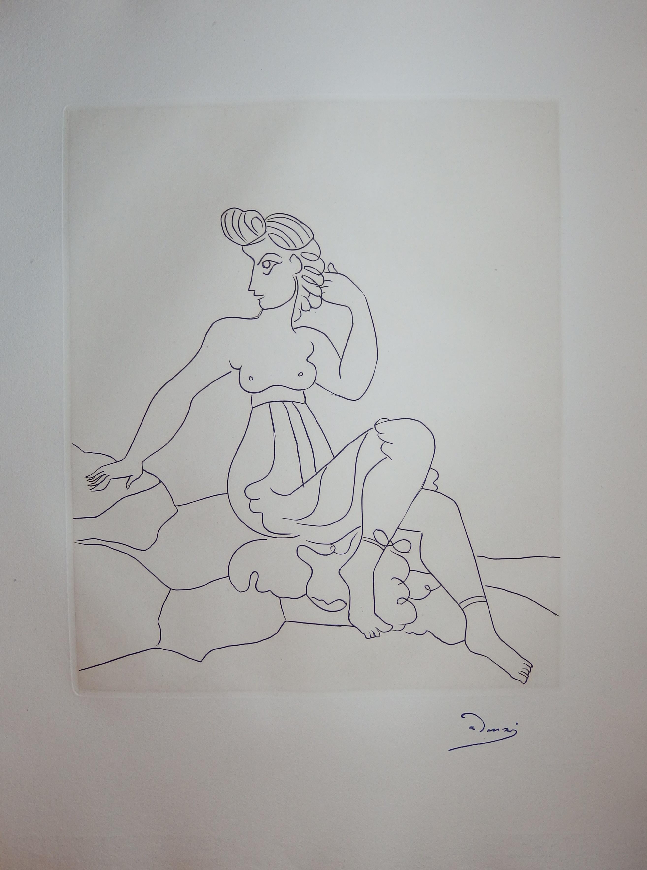 Figurative Print de André Derain - Una mujer hermosa y orgullosa - Grabado original - 1951