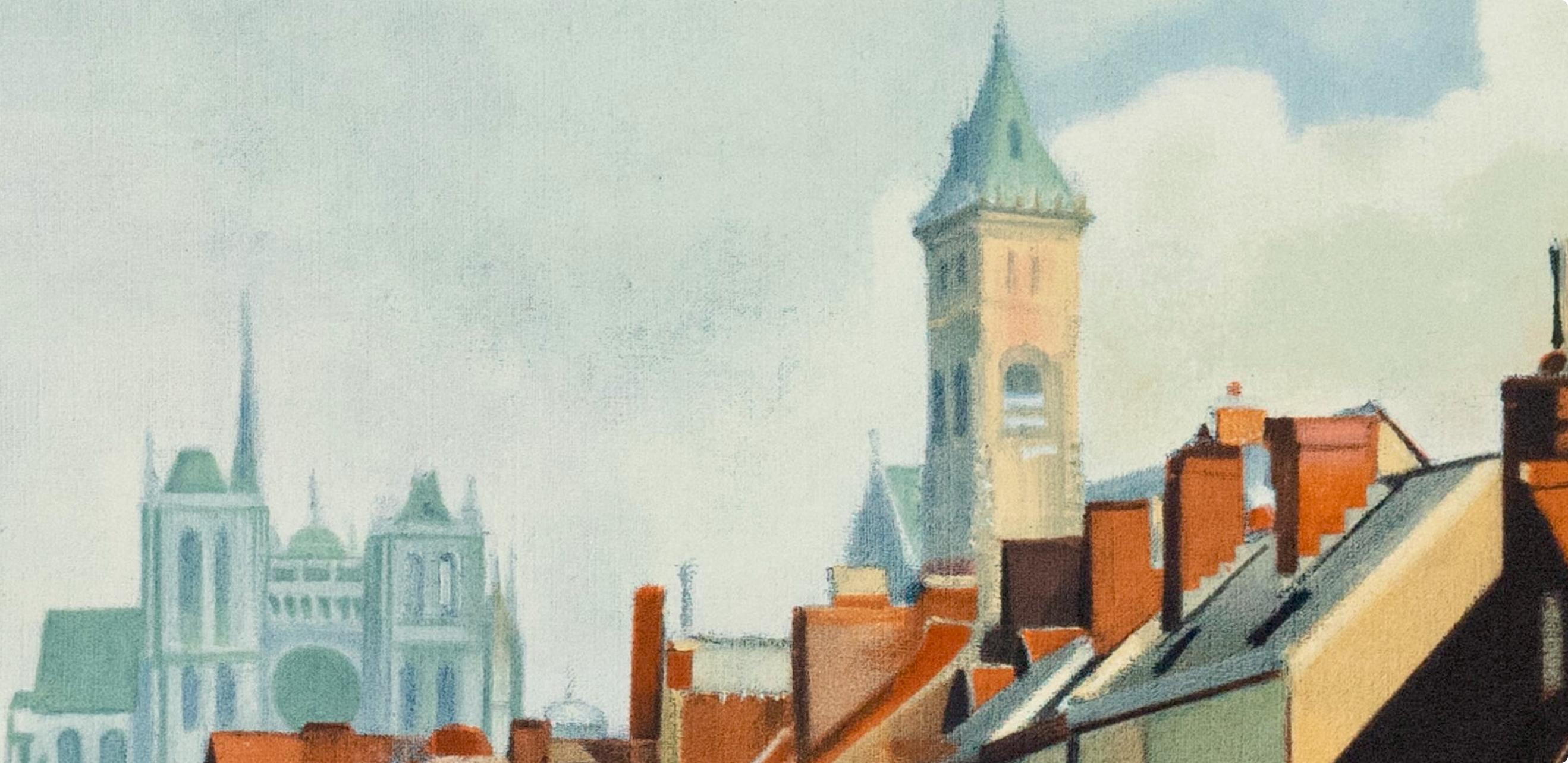 This exquisite lithograph after Andre Derain (1880–1954), titled Amiens (Amiens), from the folio Andre Derain entre 1935 et 1949, V (Andre Derain between 1935 and 1949, V), 1970, originates from the edition published by Fernand Mourlot, Paris, and