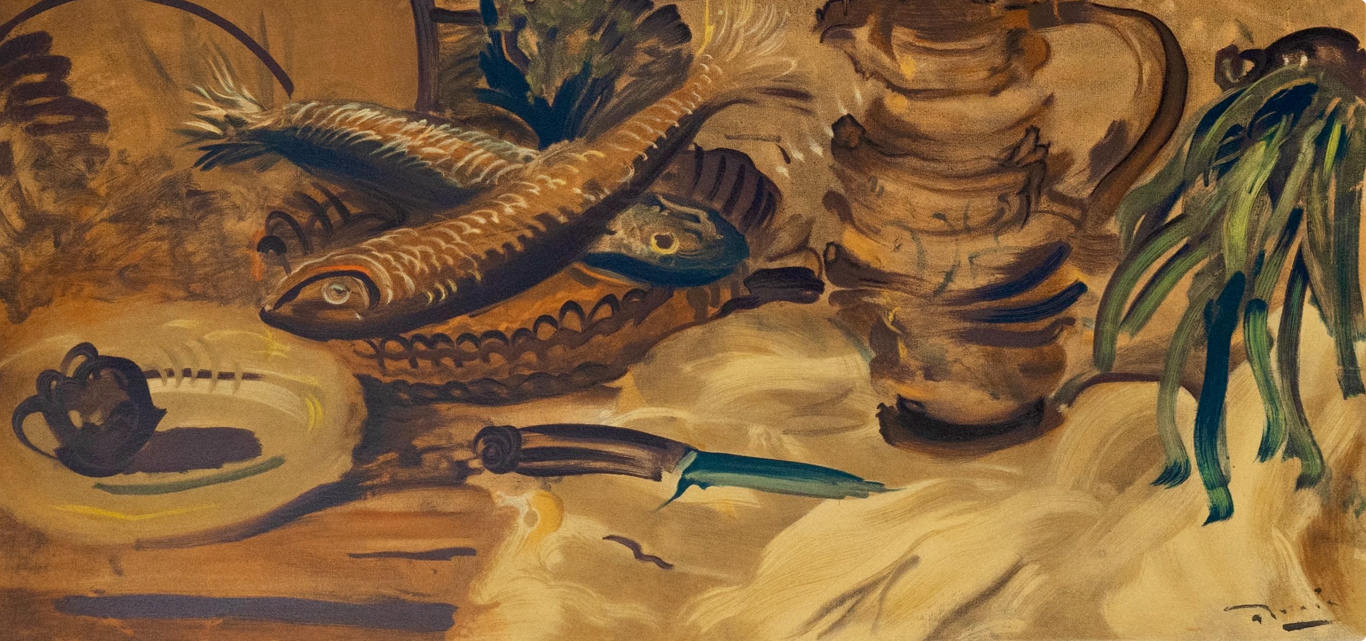 Andre Derain, Nature morte au poisson, 1970 (d'après) - Fauvisme Print par André Derain