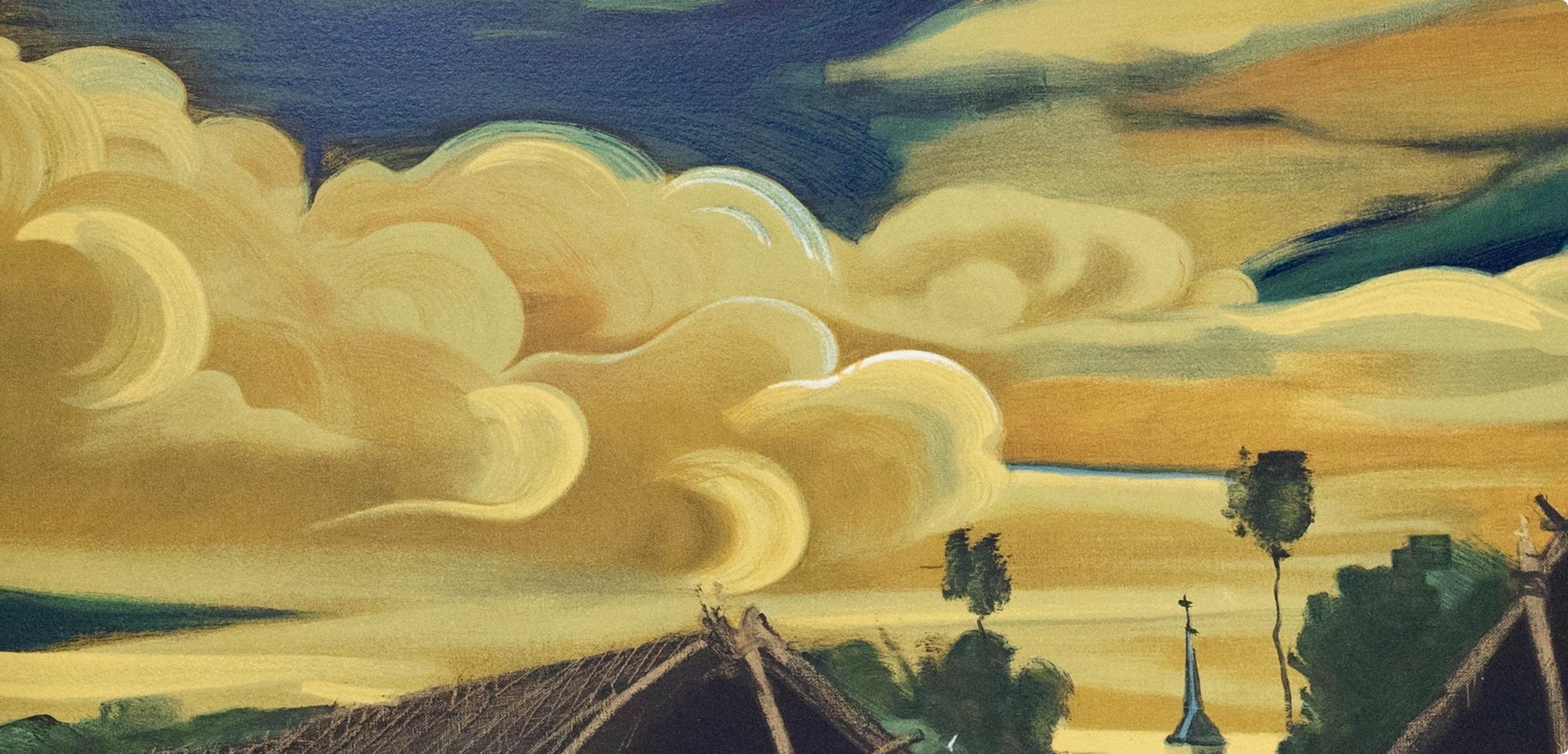 This exquisite lithograph after Andre Derain (1880–1954), titled Les deux hangars (The Two Hangars), from the folio Andre Derain entre 1935 et 1949, V (Andre Derain between 1935 and 1949, V), 1970, originates from the edition published by Fernand