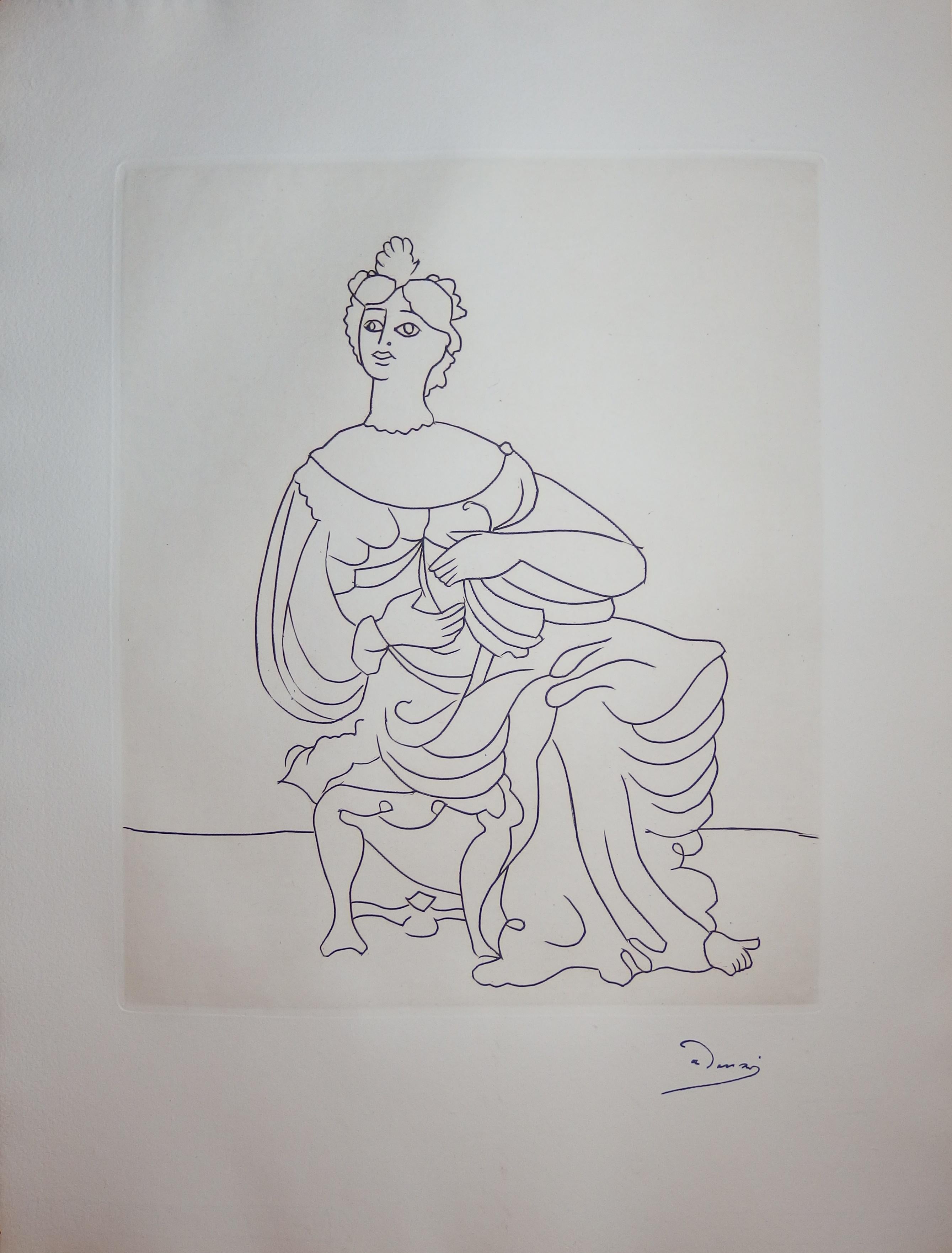 André Derain Figurative Print - Antic Beauty - Original etching - 1951