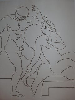 Athlete and Model - Original etching - 1951