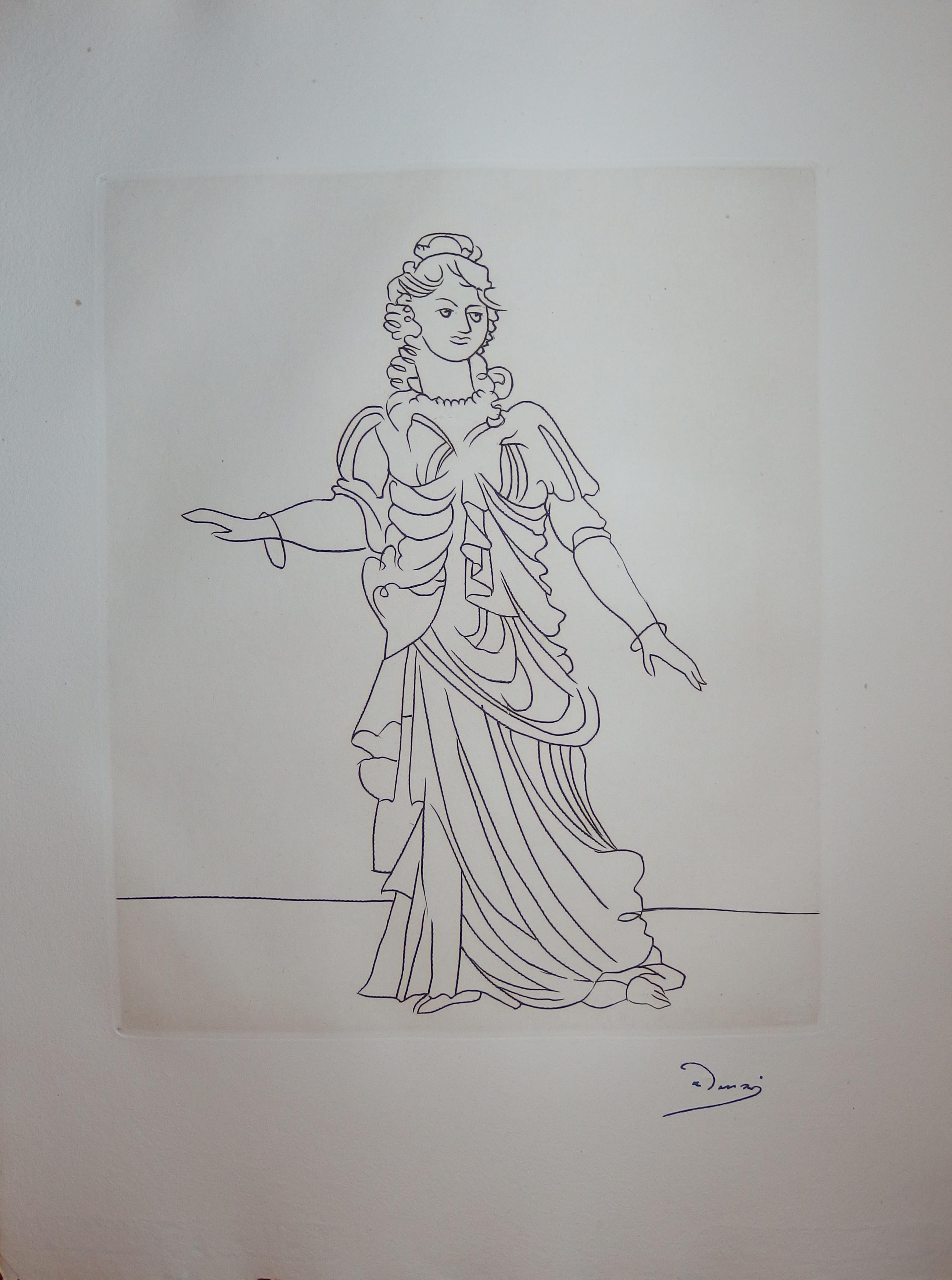 Figurative Print de André Derain - Hermosa Mujer Elegante - Grabado original - 1951