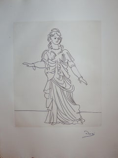 Beautiful Elegant Woman - Original etching - 1951