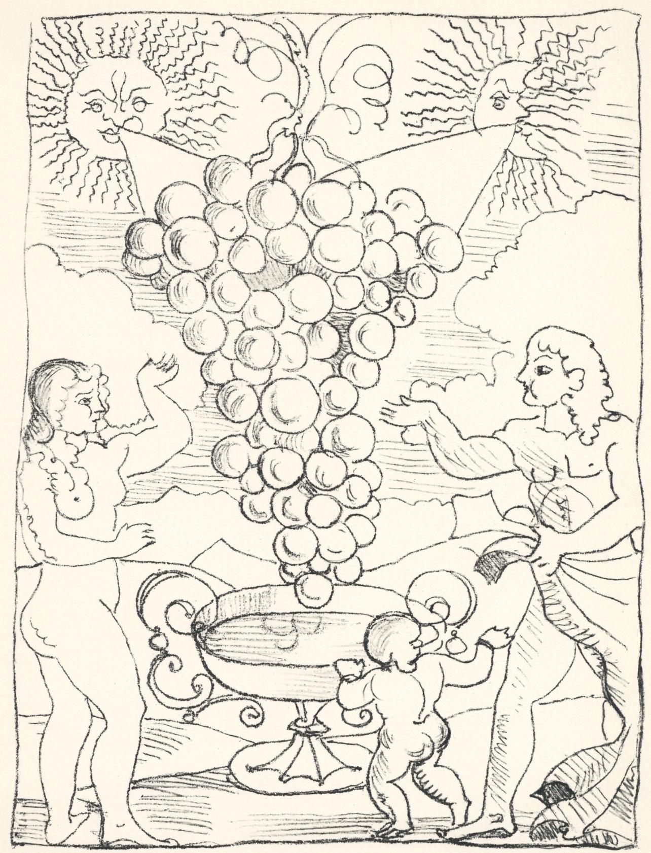 André Derain Figurative Print - Derain, Age d'or et Terre promise, Vins, Fleurs et Flammes (after)