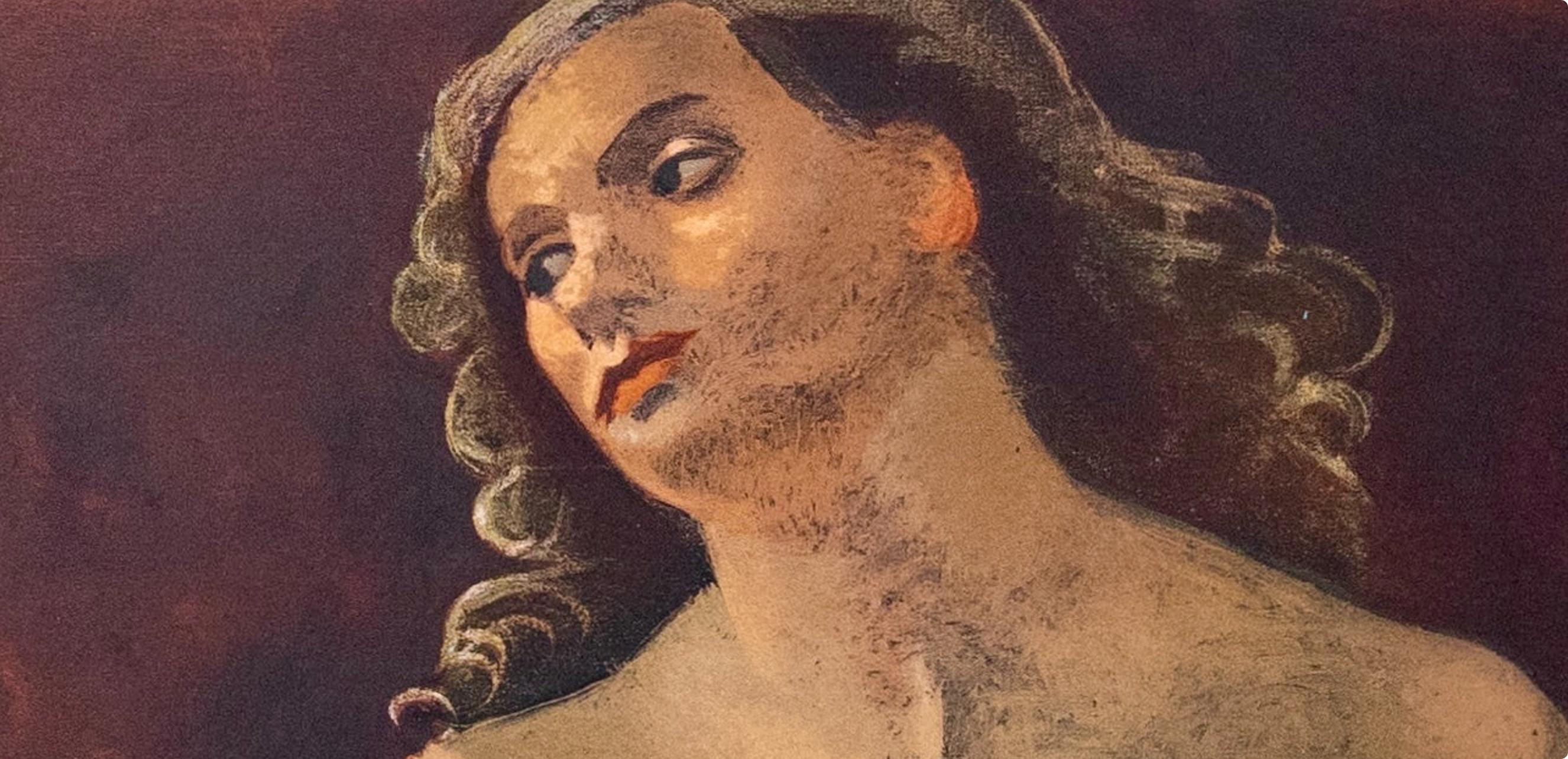 Derain, Dos mujeres desnudas y naturaleza muerta, Colección Pierre Lévy (después) - Landscape Print Marrón de André Derain