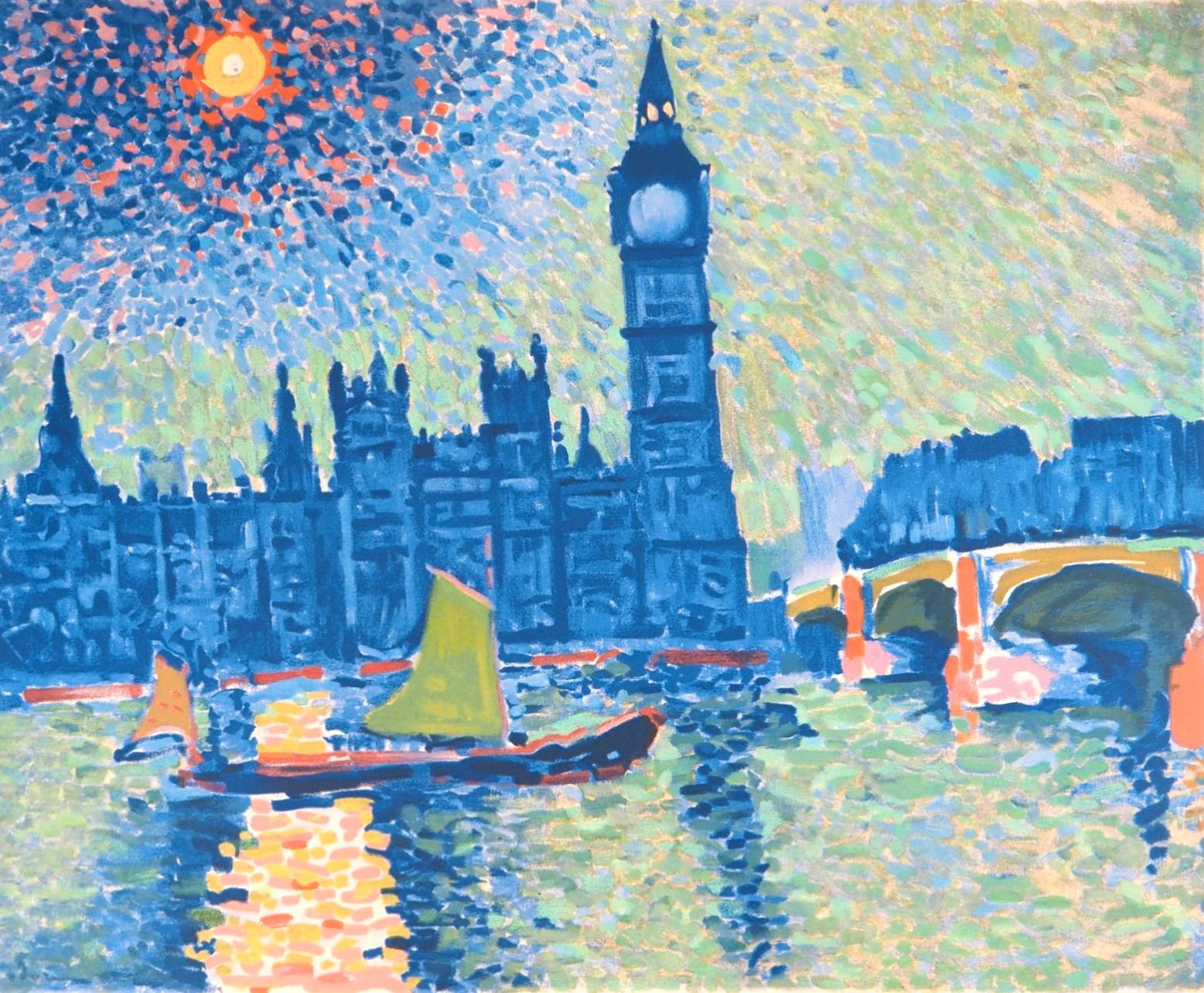 Figurative Print de André Derain - Derain, Londres, La Tamise et Big Ben, Fauves, Colección Pierre Lévy (después)