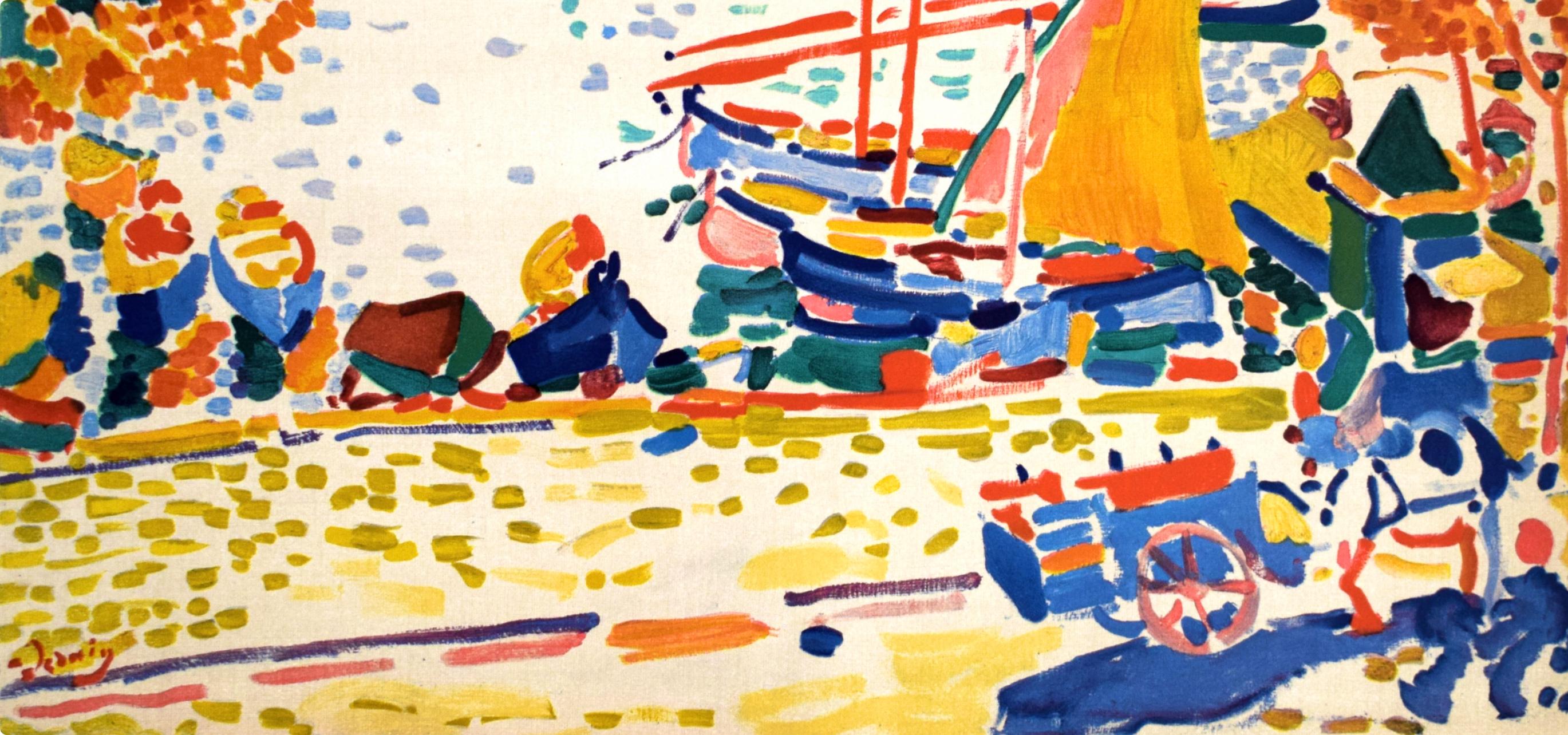 Derain, Port de Collioure, Fauves, Collection Pierre Lévy (after) - Beige Figurative Print by André Derain