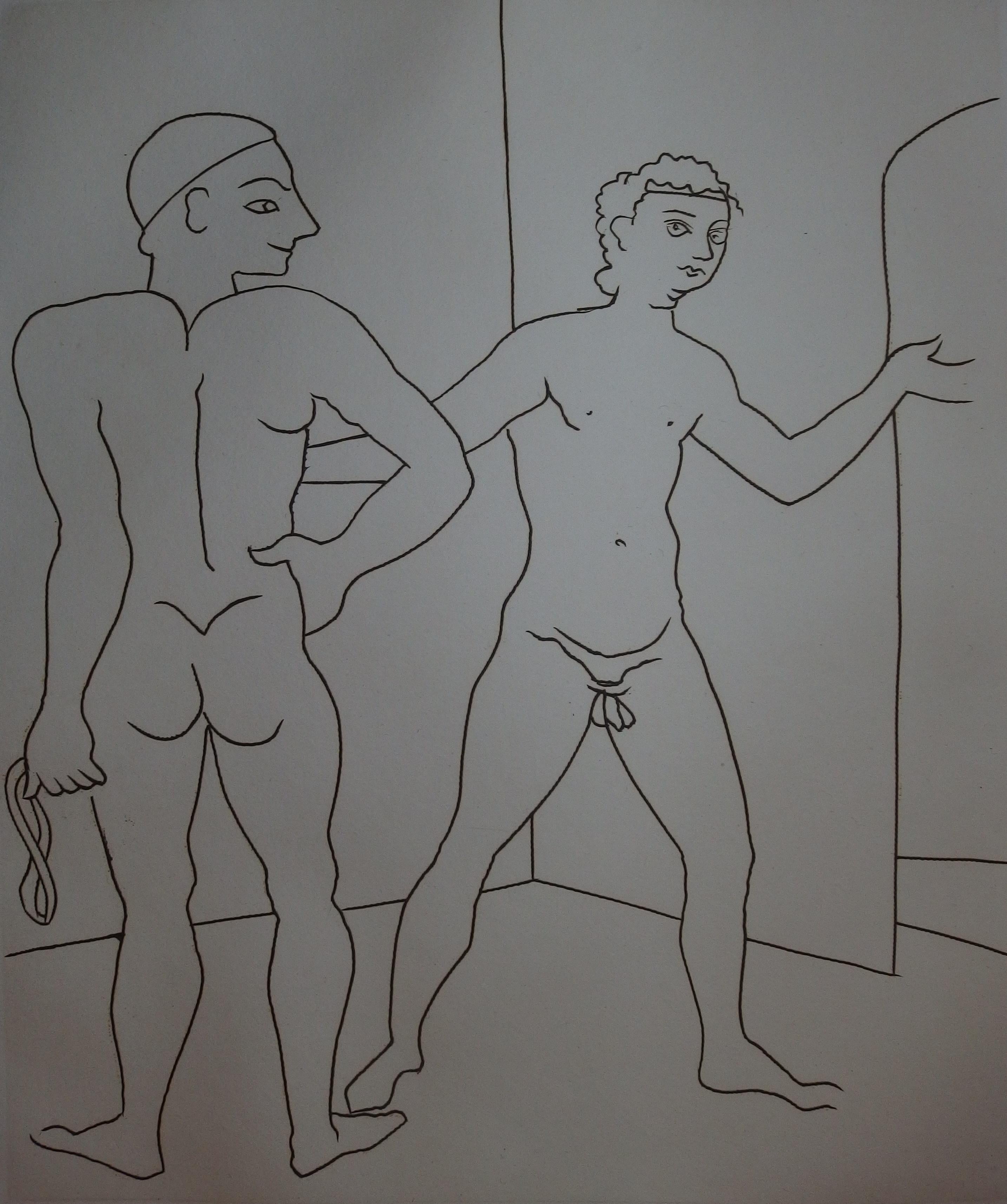 Entering the Sauna - Original etching - 1951 - Modern Print by André Derain