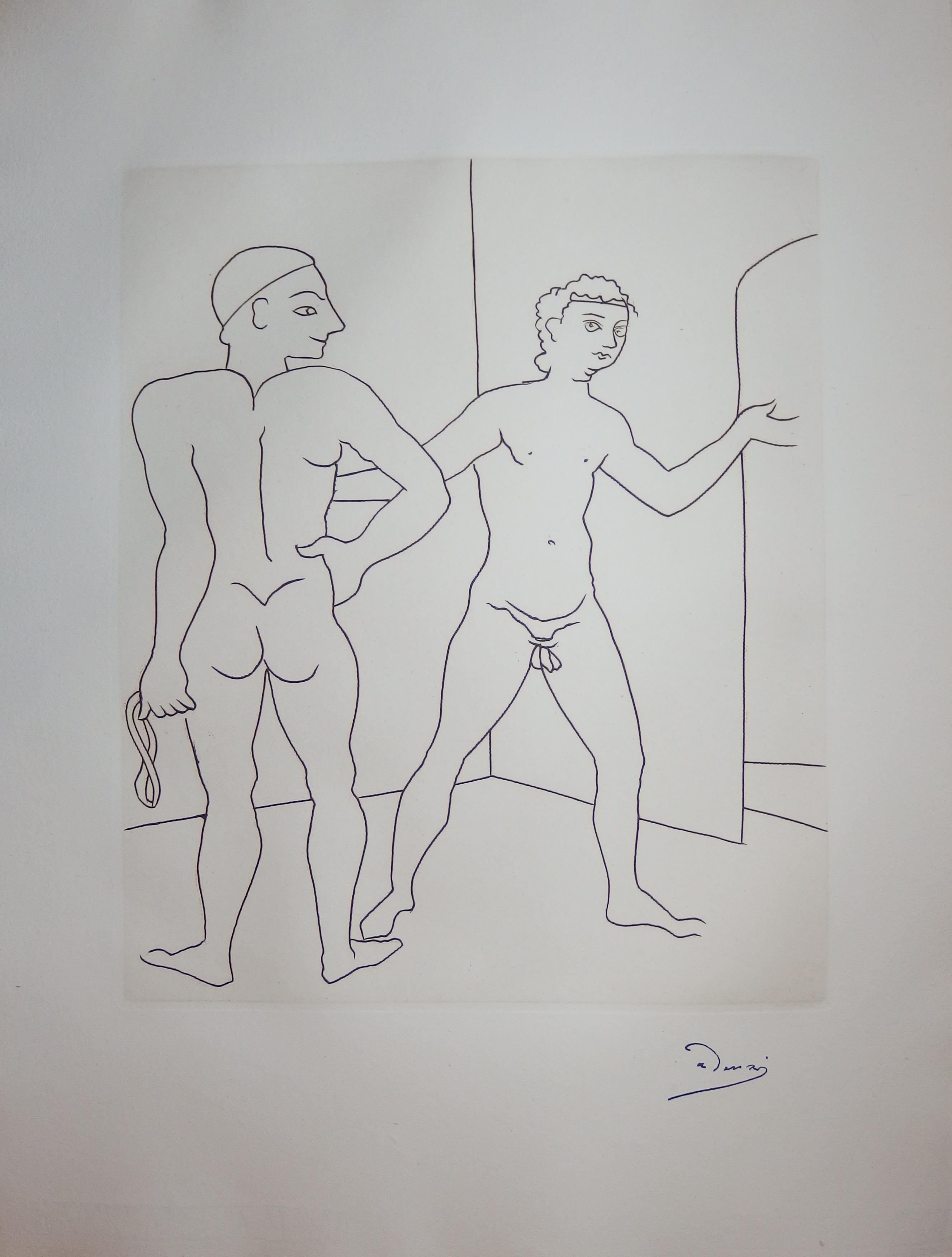 André Derain Figurative Print - Entering the Sauna - Original etching - 1951