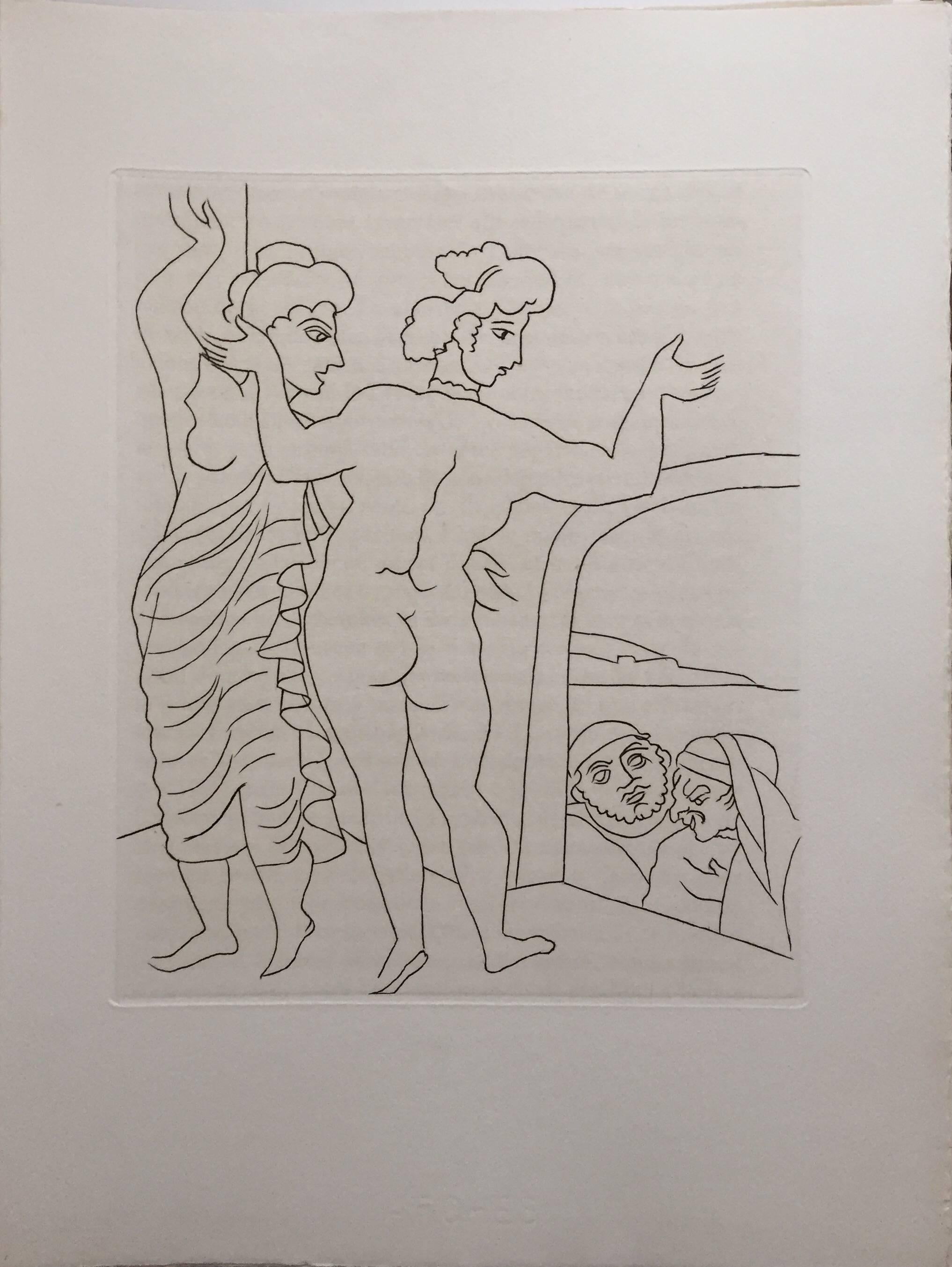 André Derain Figurative Print – Erotice Radierung von Le Satyricon 