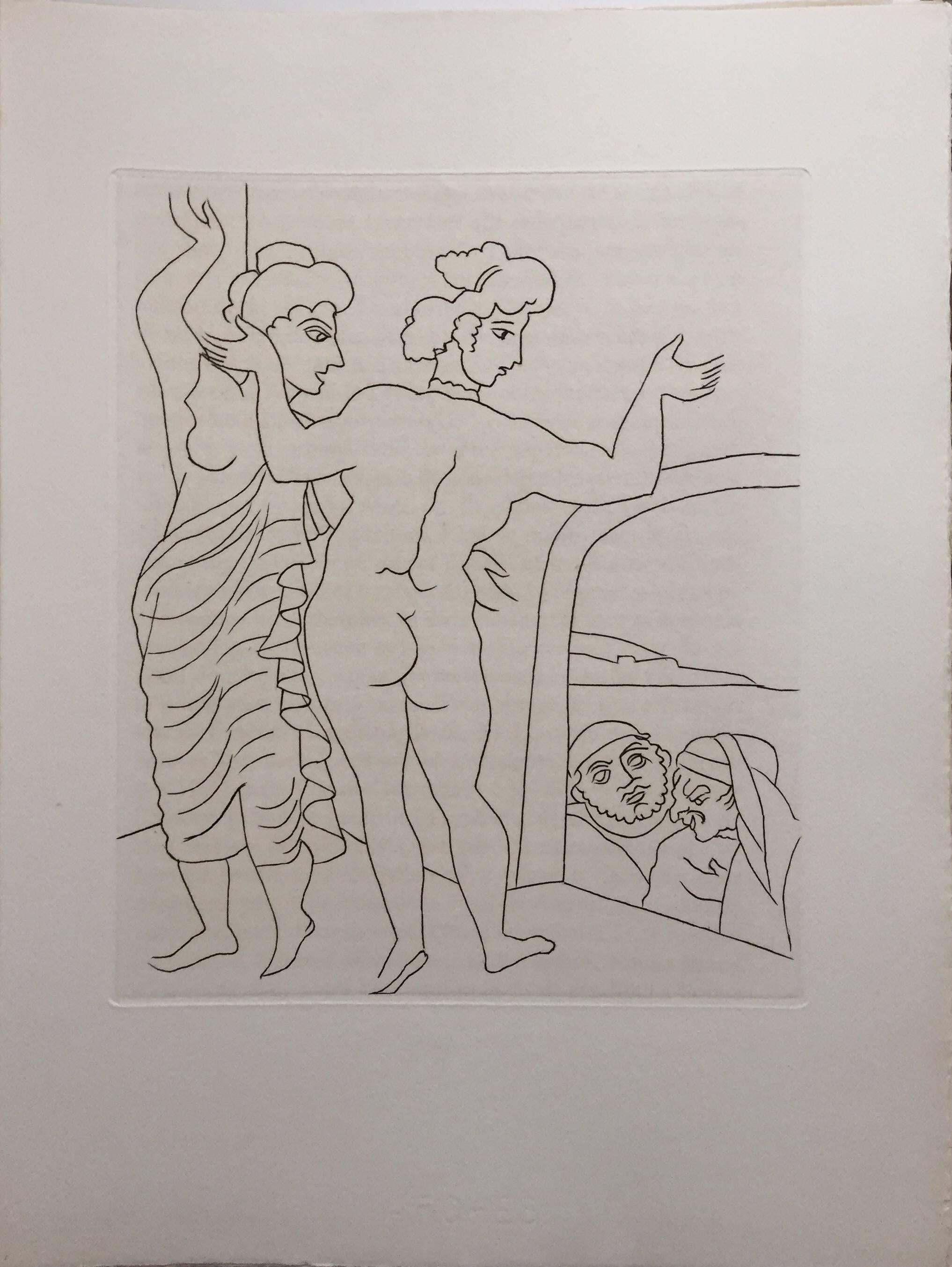 André Derain Figurative Print - Erotic Etching from Le Satyricon