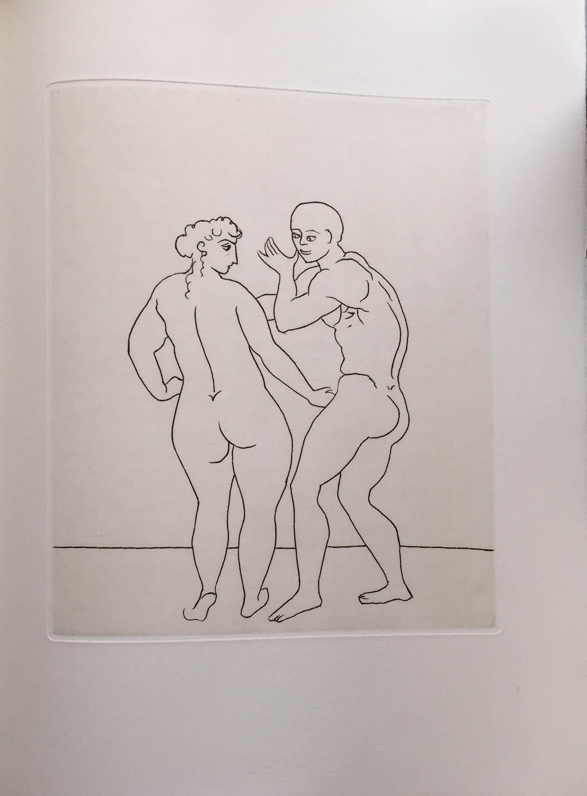 André Derain Nude Print - Erotic Male Nude - Etching from Le Satyricon 