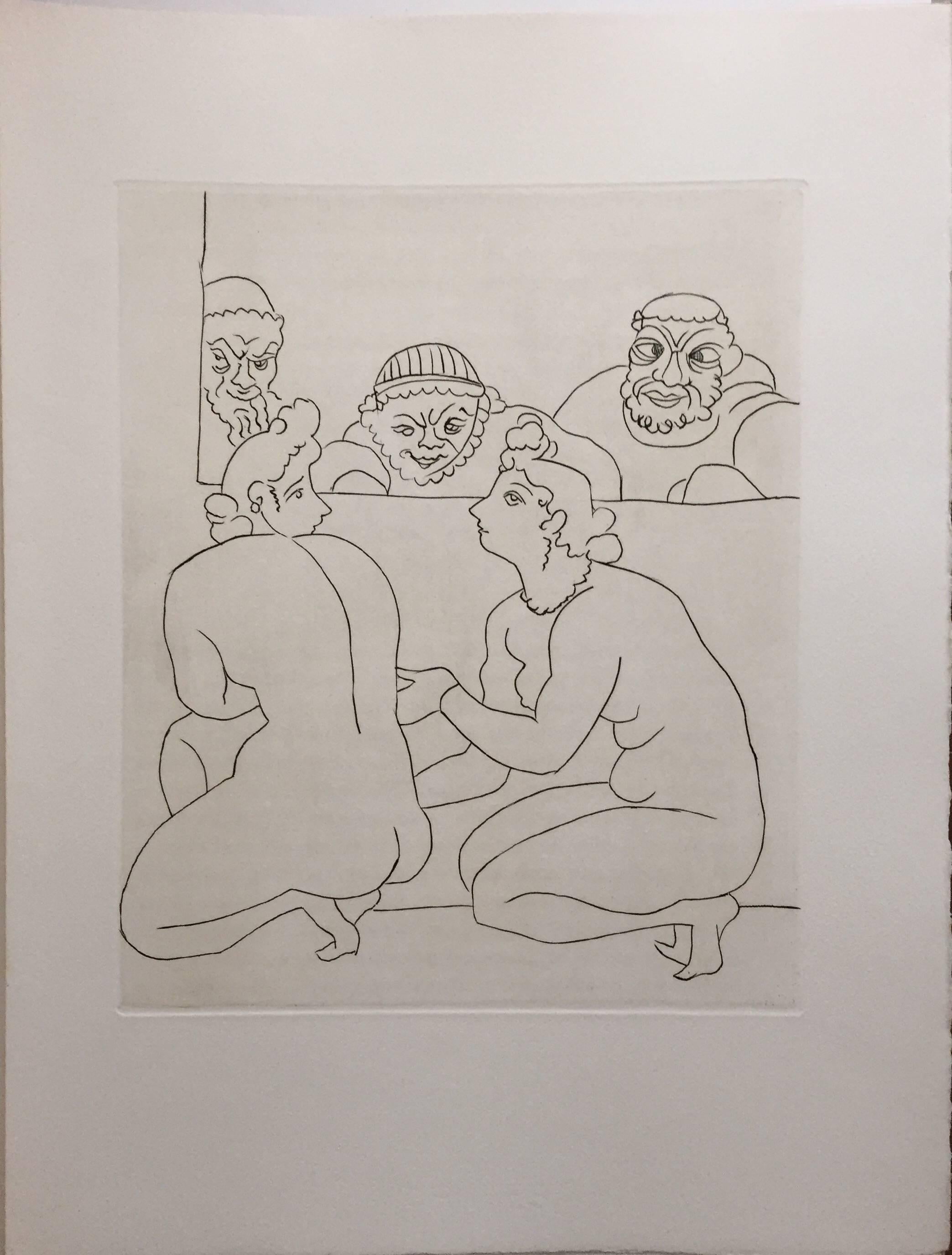 André Derain Figurative Print - Erotic Nude - Etching from Le Satyricon
