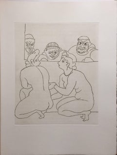 Erotic Nude - Etching from Le Satyricon