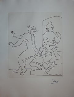 Game in the Cloakroom - Original etching - 1951