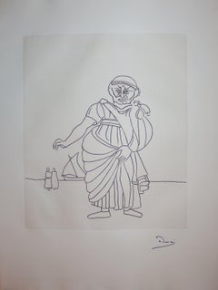 Important Man Coming  Back from the Harbour - Original etching - 1951