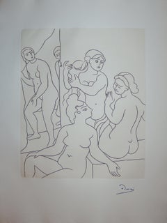 In the Women Cloakroom - Original etching - 1951