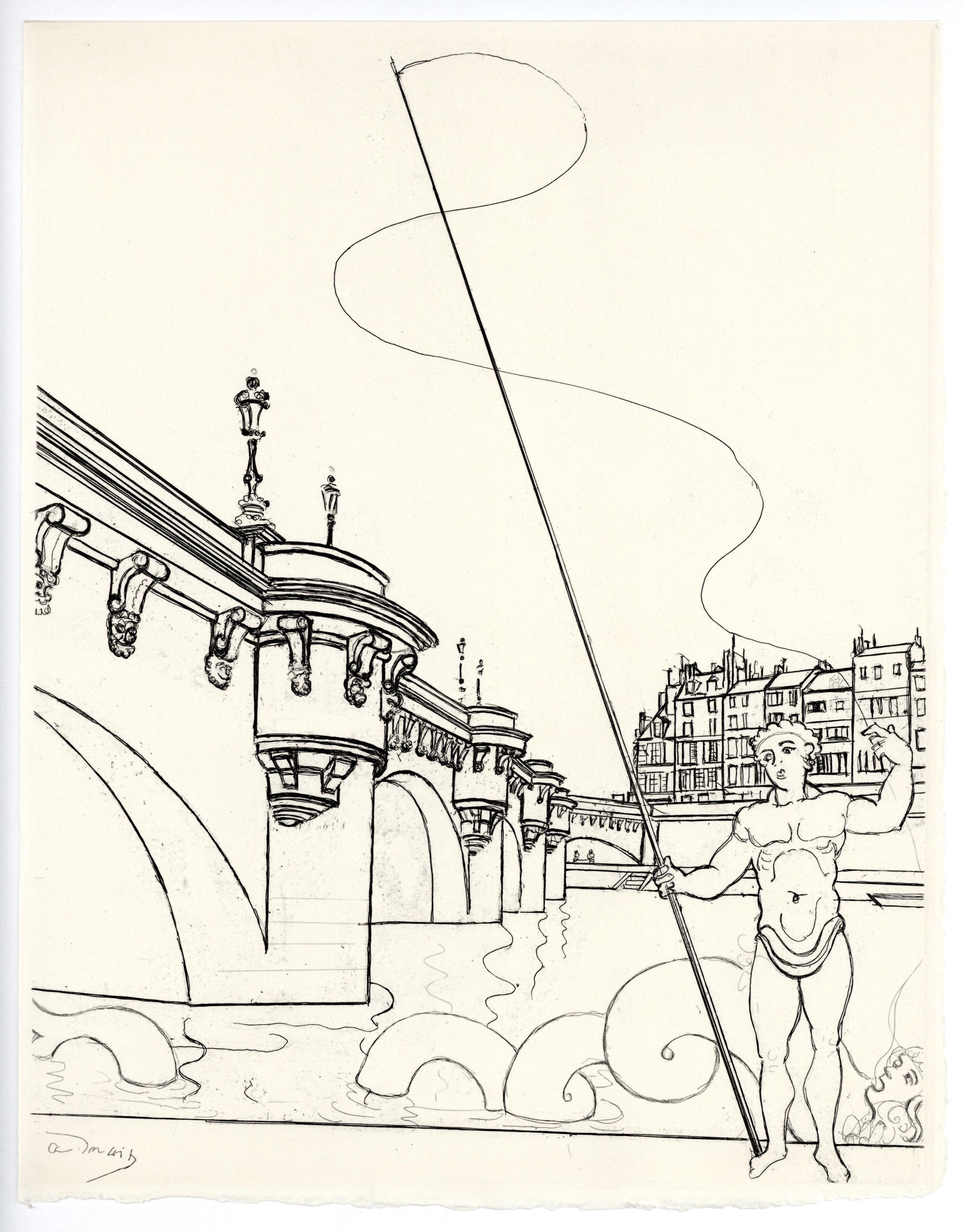 "Le Pont-Neuf" grabado original - Print de André Derain