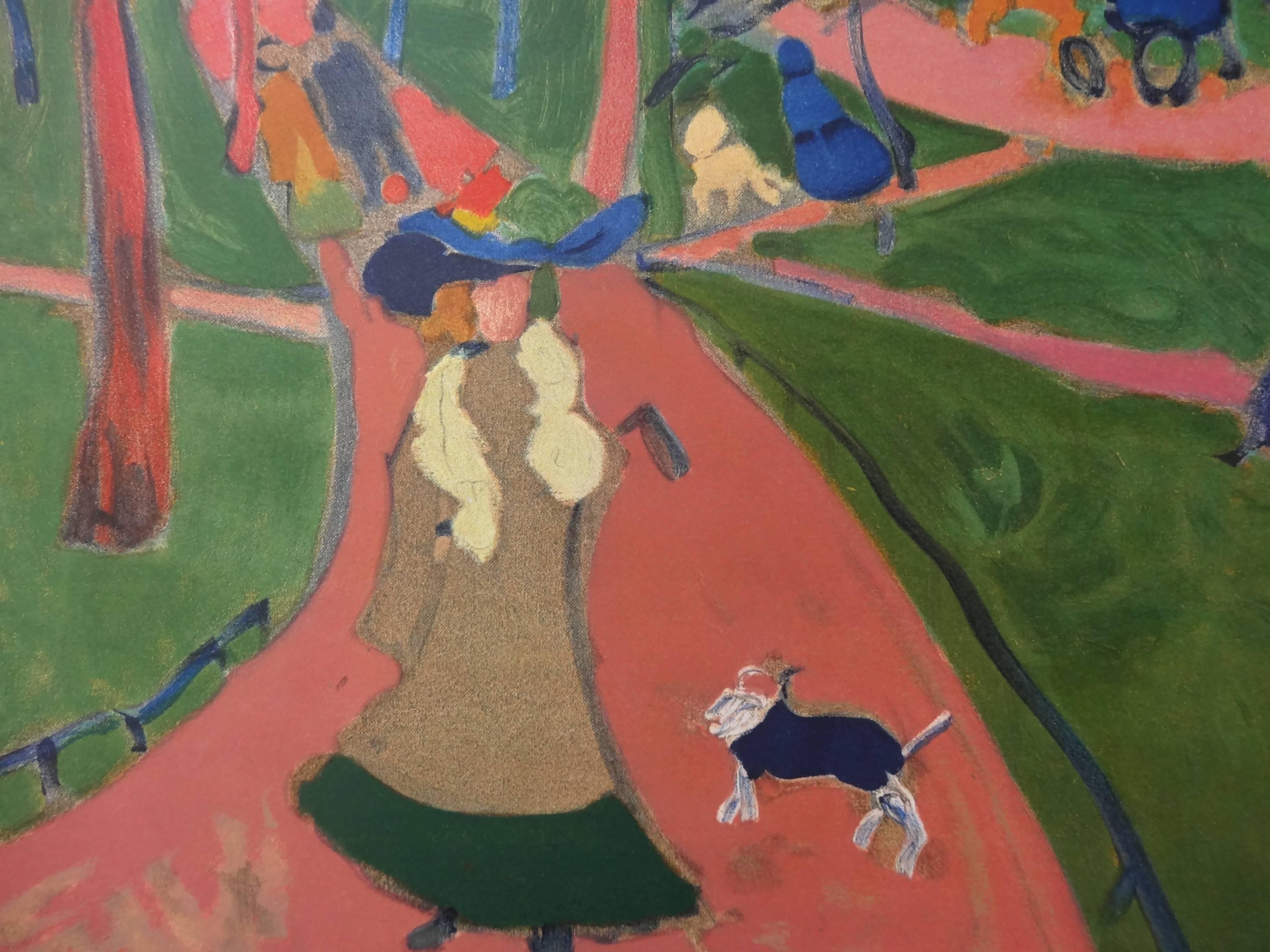 London : Hyde Park - Lithograph (Mourlot), 1972 - Fauvist Print by André Derain