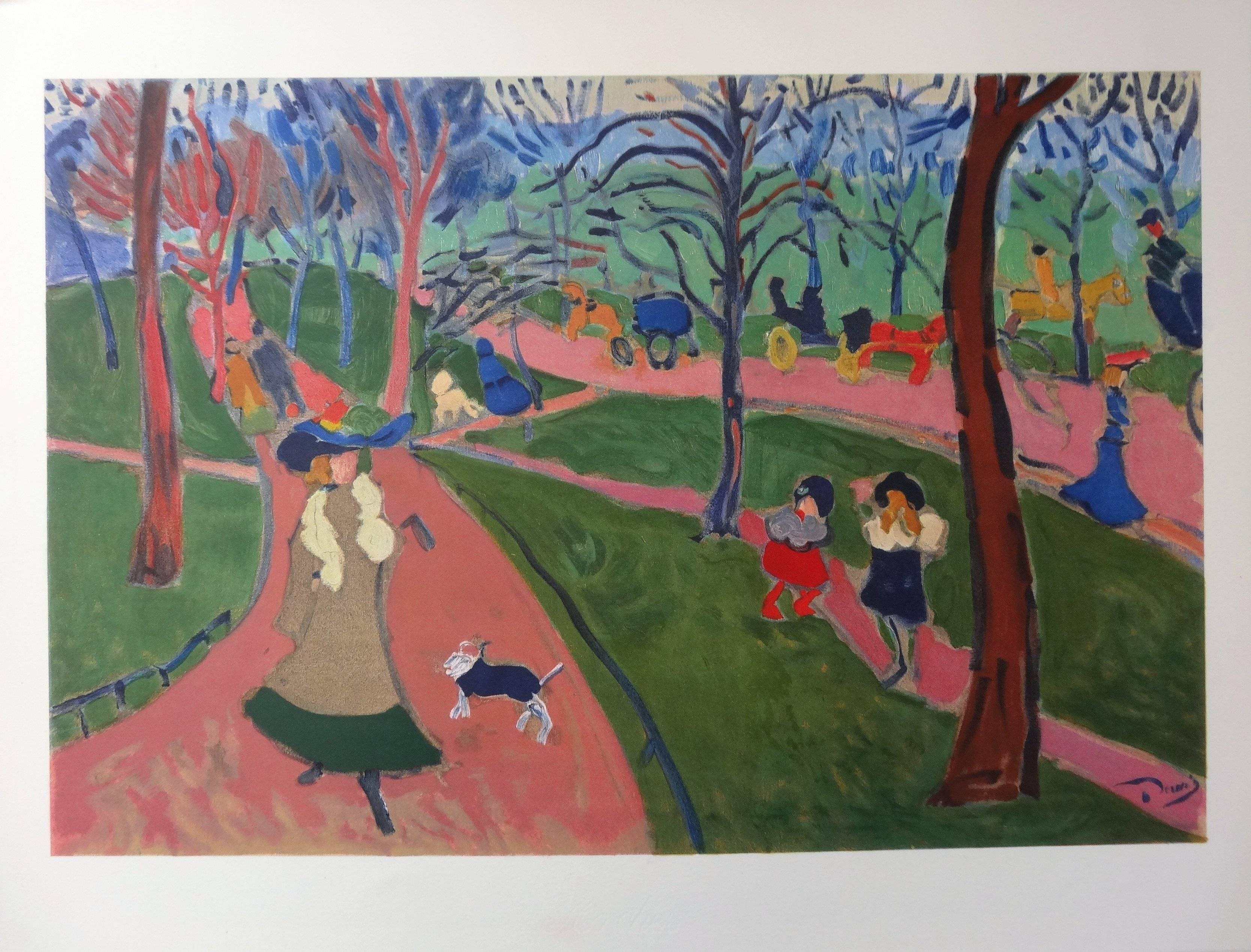 André Derain Landscape Print - London : Hyde Park - Lithograph (Mourlot), 1972